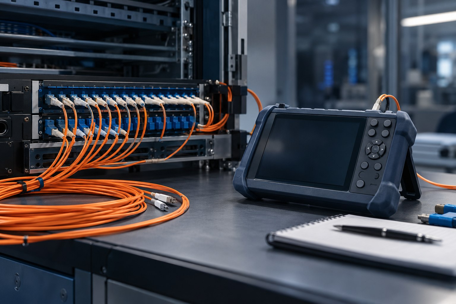 AI-generated illustrative concept: Cluster fabric measurement